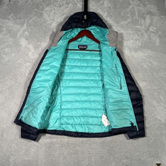 Patagonia Jacket Womens Small Blue Down Sweater Hoody Puffer Coat *FLAWS - Picture 5 of 15